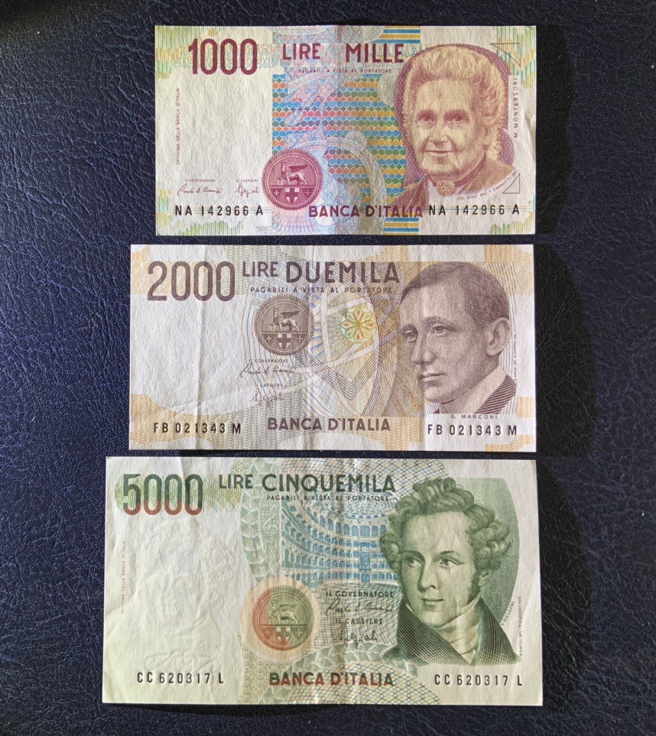 收藏联盟Quantum Auction 第248期拍卖 意大利1985-90年1000，2000和5000里拉 品相AU- 1000为unc 