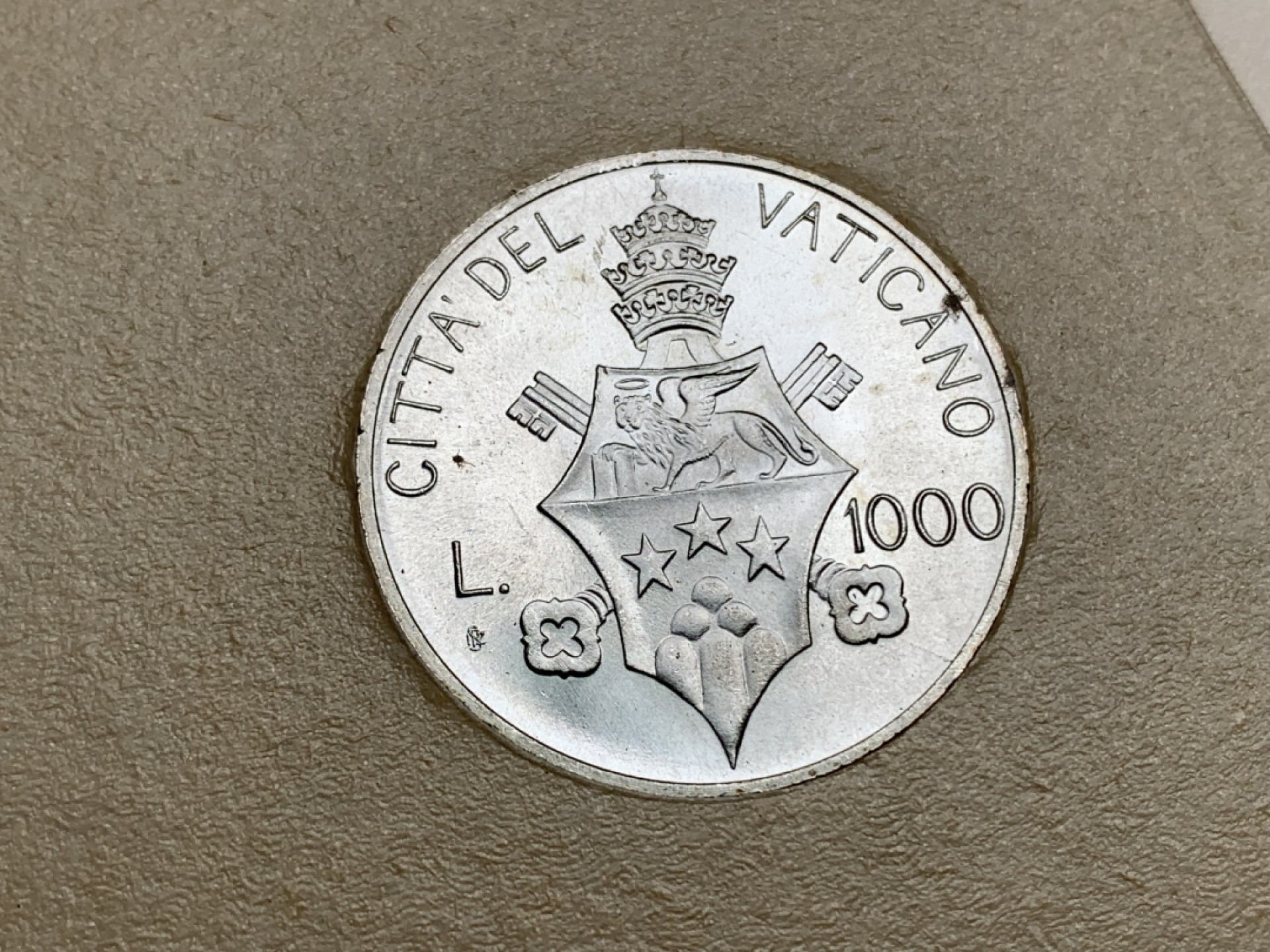 《竞宝斋》第151场-周日，周一，周四 3场 (全场包邮) 卡装 梵蒂冈1978年 约翰保罗一世 1000里拉 银币