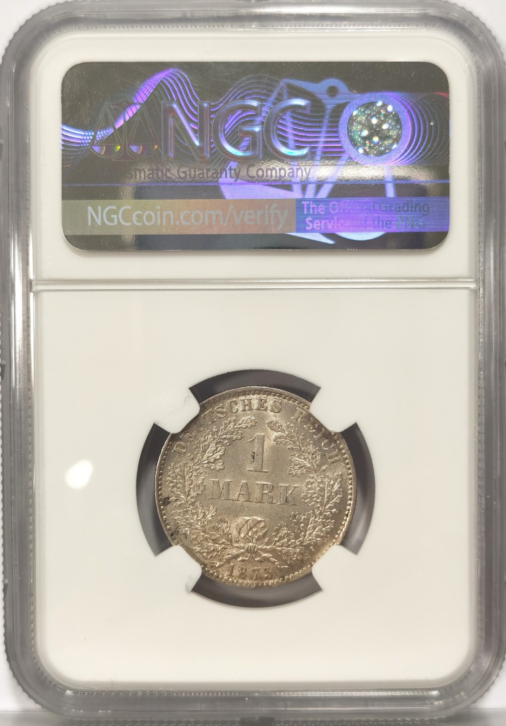 博洋堂世界钱币拍卖第022期（全场包邮） NGC MS62 1875年D版德意志第二帝国短翅鹰1马克银币