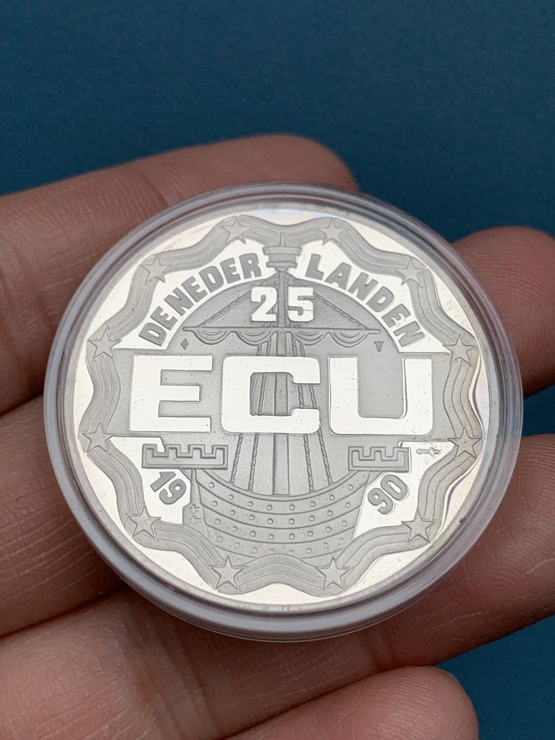 《竞宝斋》第151场-周日，周一，周四 3场 (全场包邮) 荷兰1991年 25ECU精制大银币 一对 带盒