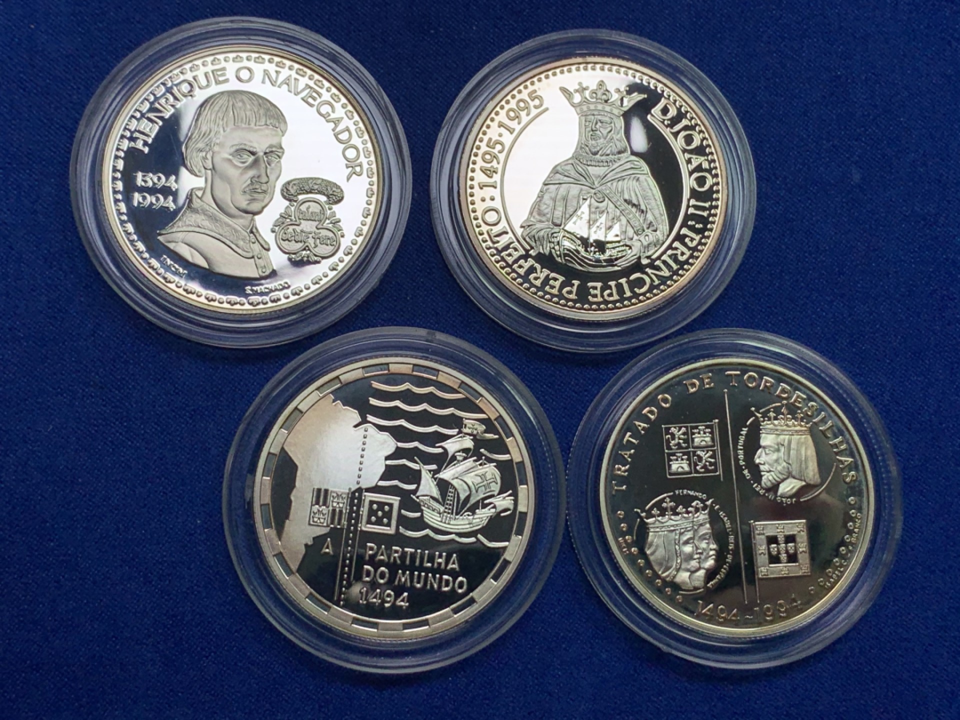 《竞宝斋》第151场-周日，周一，周四 3场 (全场包邮) 原盒 葡萄牙1994年 大航海系列 200埃斯库多 精制大银币 24.5克 四枚一组