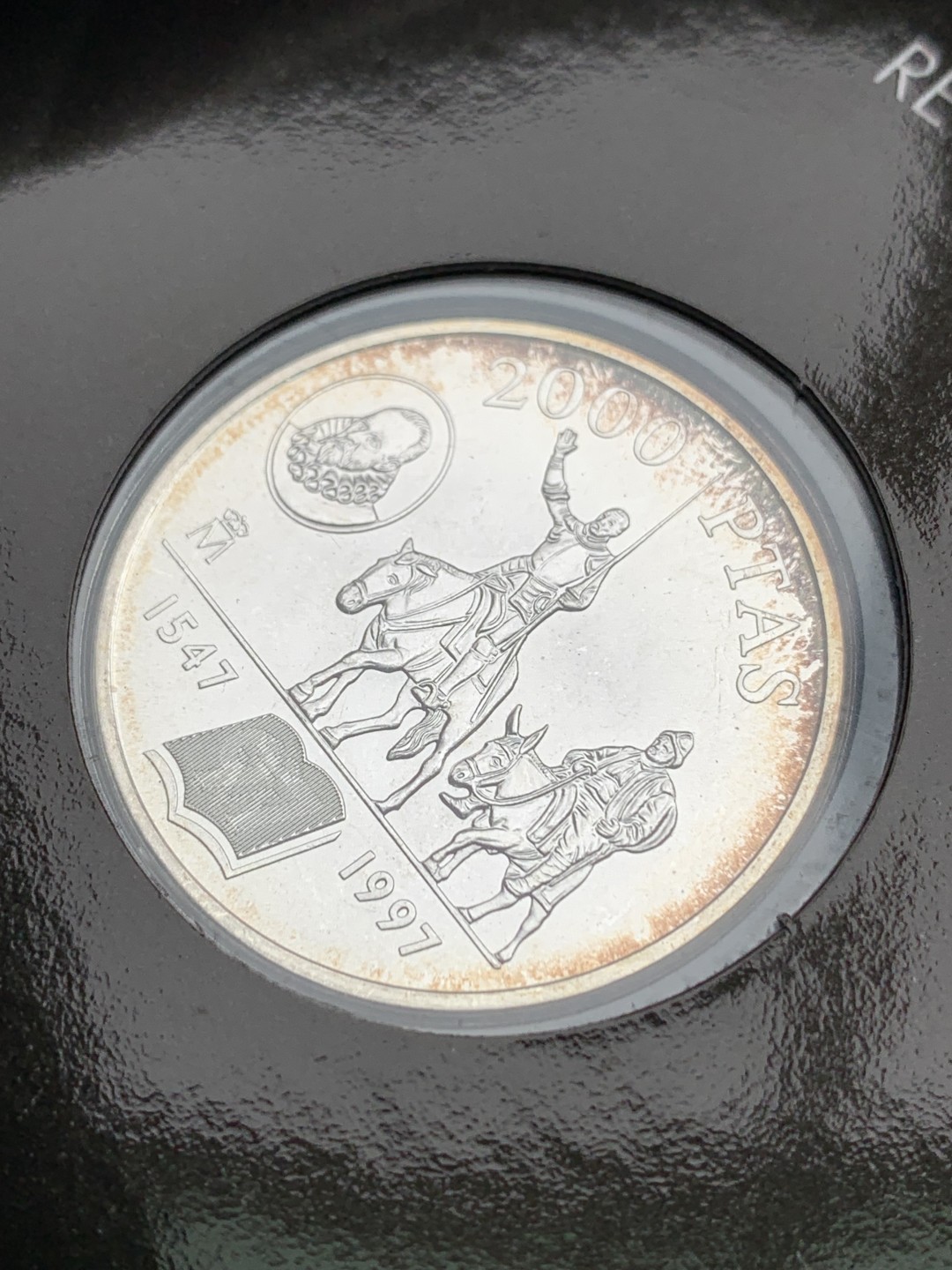 《竞宝斋》第151场-周日，周一，周四 3场 (全场包邮) 卡装 西班牙1997年 唐吉歌德 2000比塞塔银币 18克 92.5%银