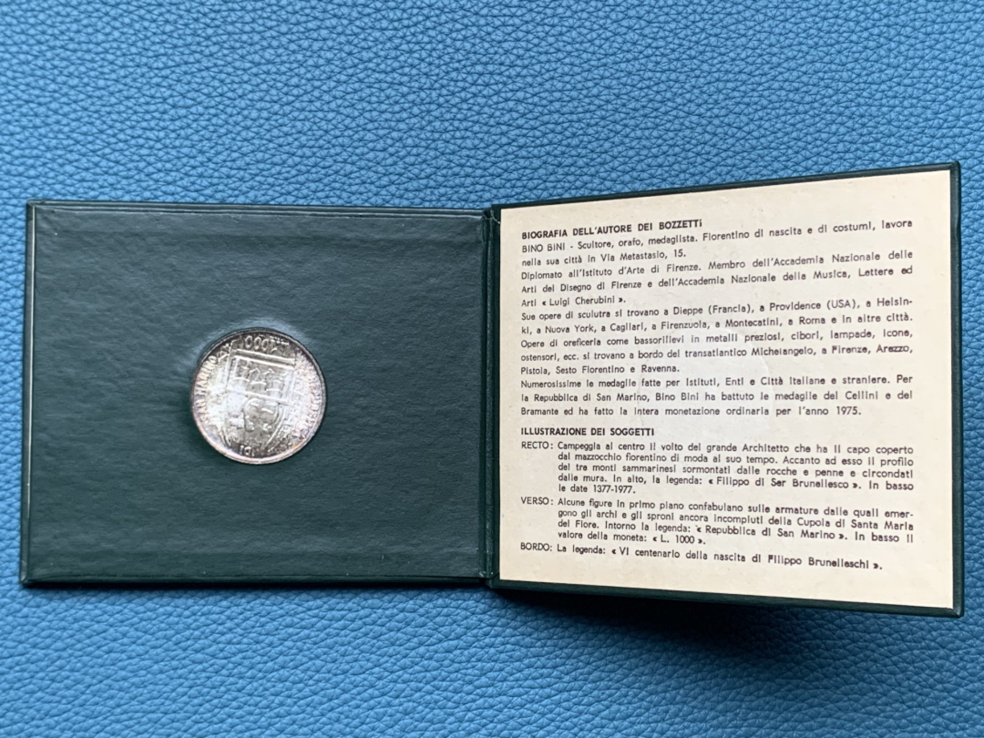 《竞宝斋》第151场-周日，周一，周四 3场 (全场包邮) 卡装 圣马力诺1977年 六百周年纪念 1000里拉银币 五彩包浆