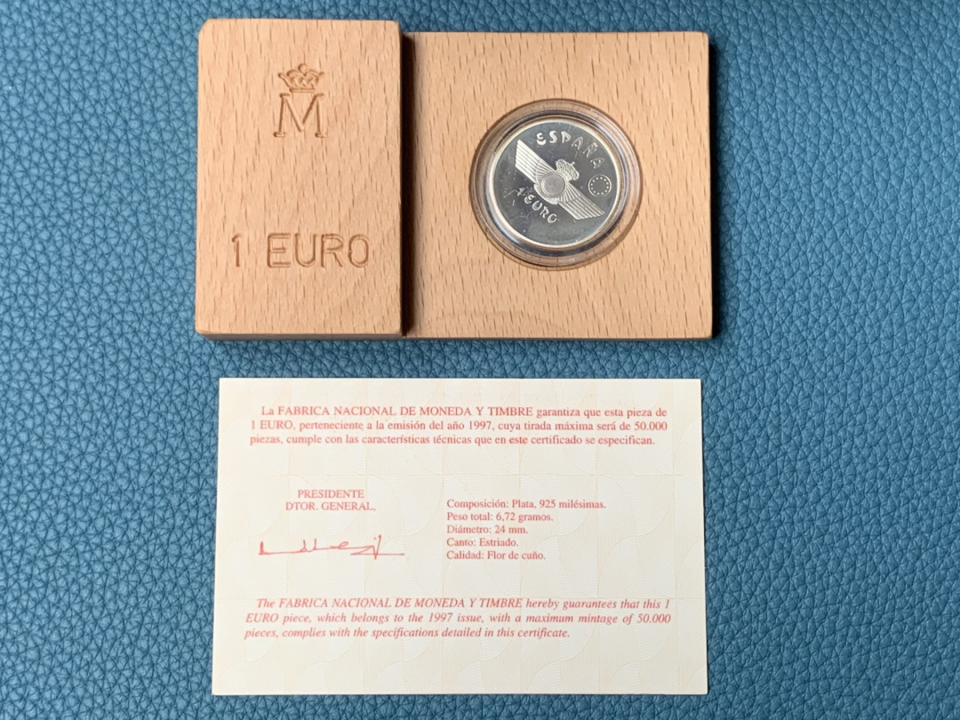 《竞宝斋》第151场-周日，周一，周四 3场 (全场包邮) 原盒 西班牙1997年 飞机系列1艾古精制银币 稀少