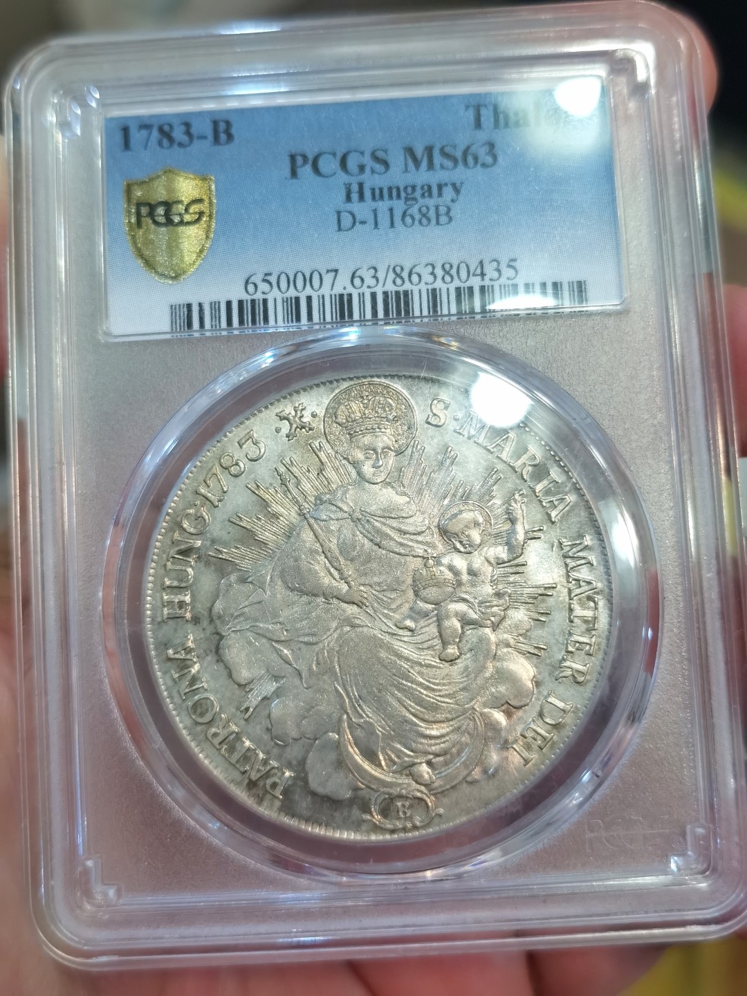 博洋堂世界钱币拍卖第022期（全场包邮） PCGS MS63 1783年神圣罗马帝国匈牙利圣母抱婴泰勒 淡金包浆，全币深打，没有减重痕，极为难得。亚军分，上面只有一个63+