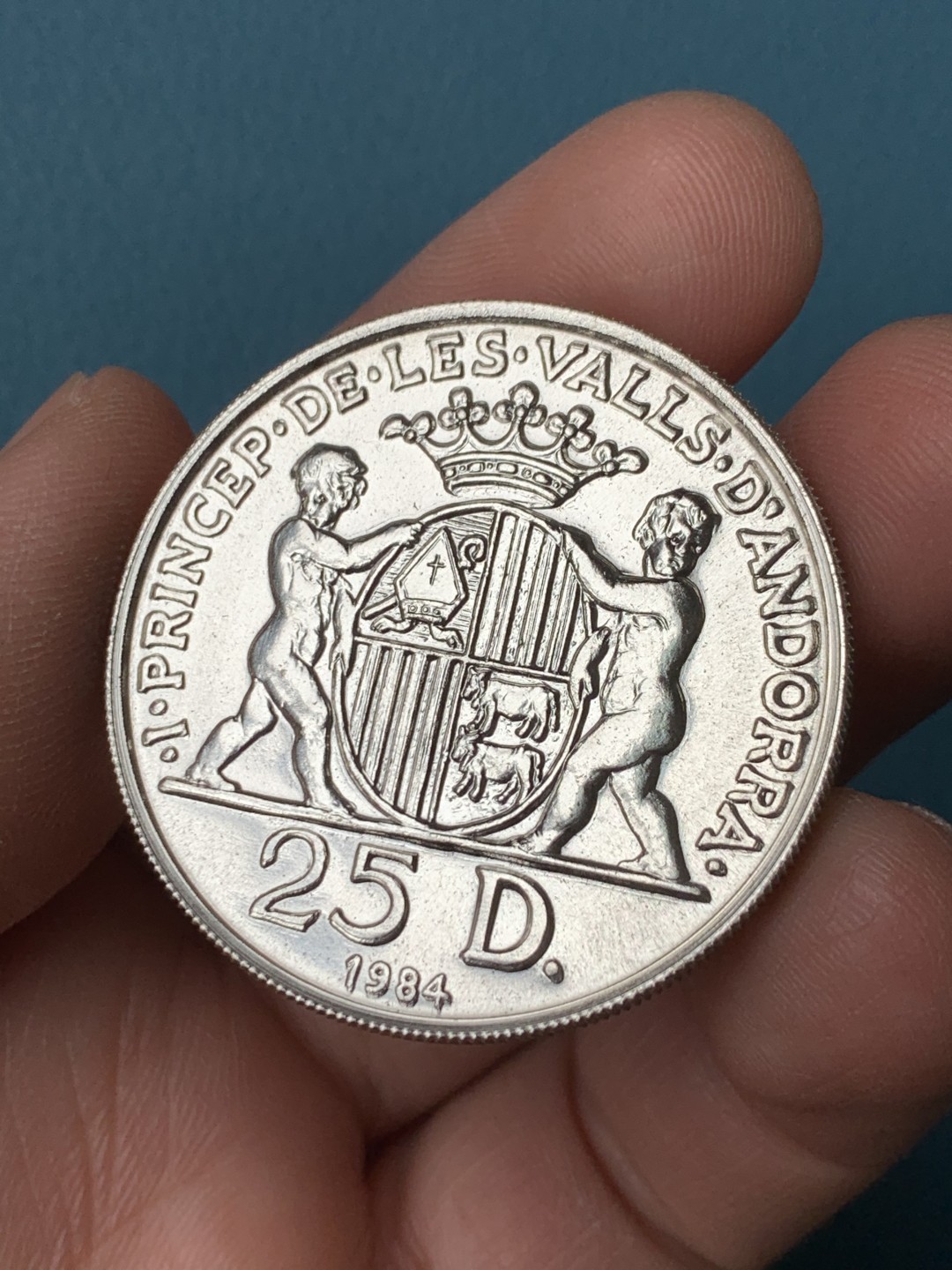 《竞宝斋》第151场-周日，周一，周四 3场 (全场包邮) 安道尔1984年 25第纳尔大银币 20克