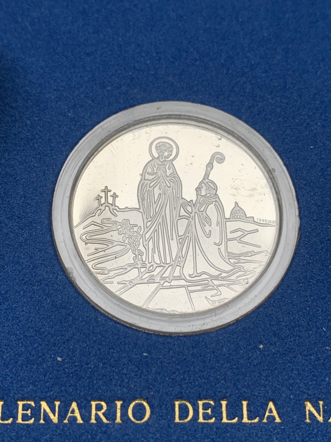 《竞宝斋》第151场-周日，周一，周四 3场 (全场包邮) 原盒 梵蒂冈1984年 洗礼系列 500里拉 精制银币