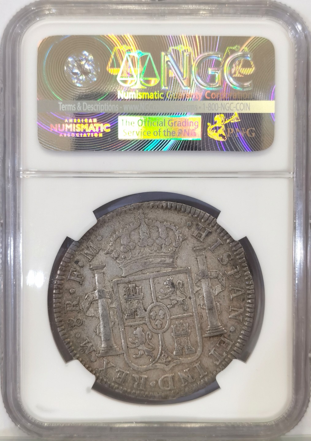 博洋堂世界钱币拍卖第022期（全场包邮） NGC AU53  西属墨西哥1795年卡洛斯四世双柱 8里亚尔 原味包浆 卡四早期年份 有分非常难得