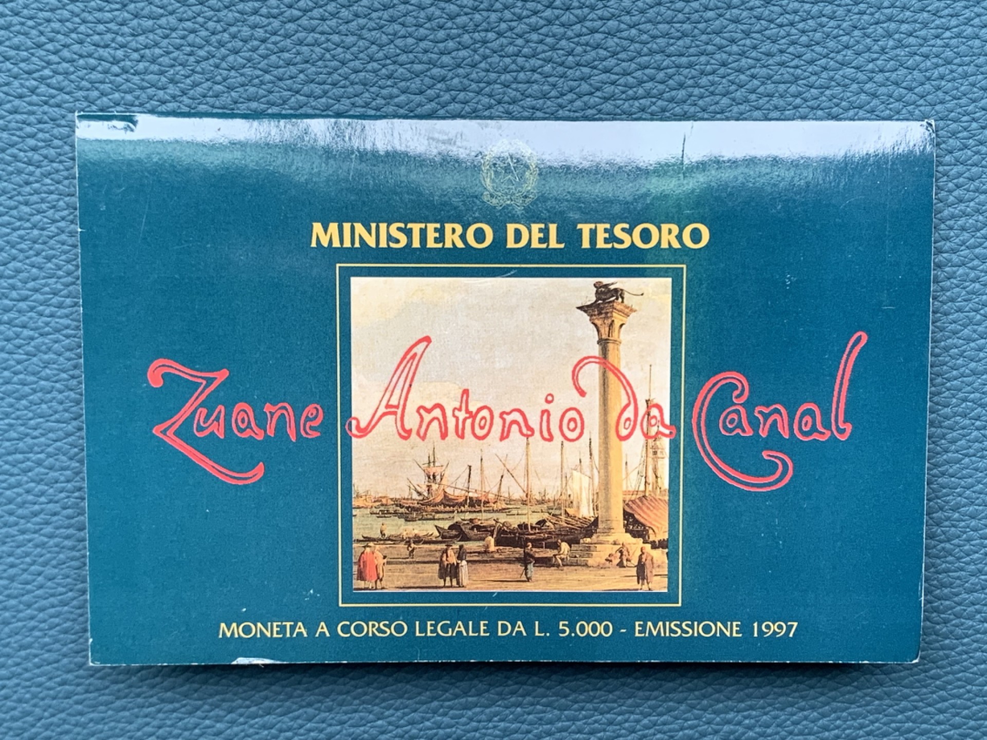 《竞宝斋》第151场-周日，周一，周四 3场 (全场包邮) 卡装 意大利1997年 运河三百周年纪念 5000里拉银币
