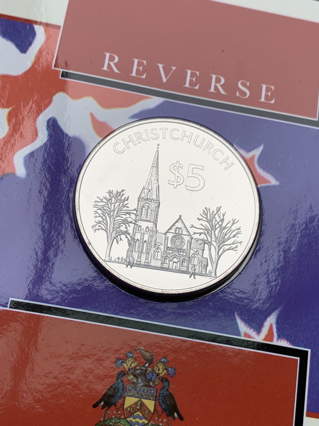 《竞宝斋》第151场-周日，周一，周四 3场 (全场包邮) 卡装 新西兰1997年 基督城纪念5元大型镍币 BU品