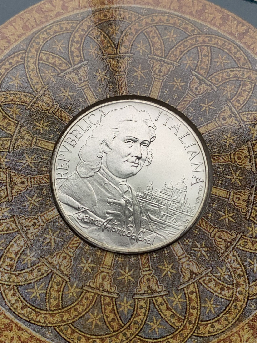 《竞宝斋》第151场-周日，周一，周四 3场 (全场包邮) 卡装 意大利1997年 运河三百周年纪念 5000里拉银币