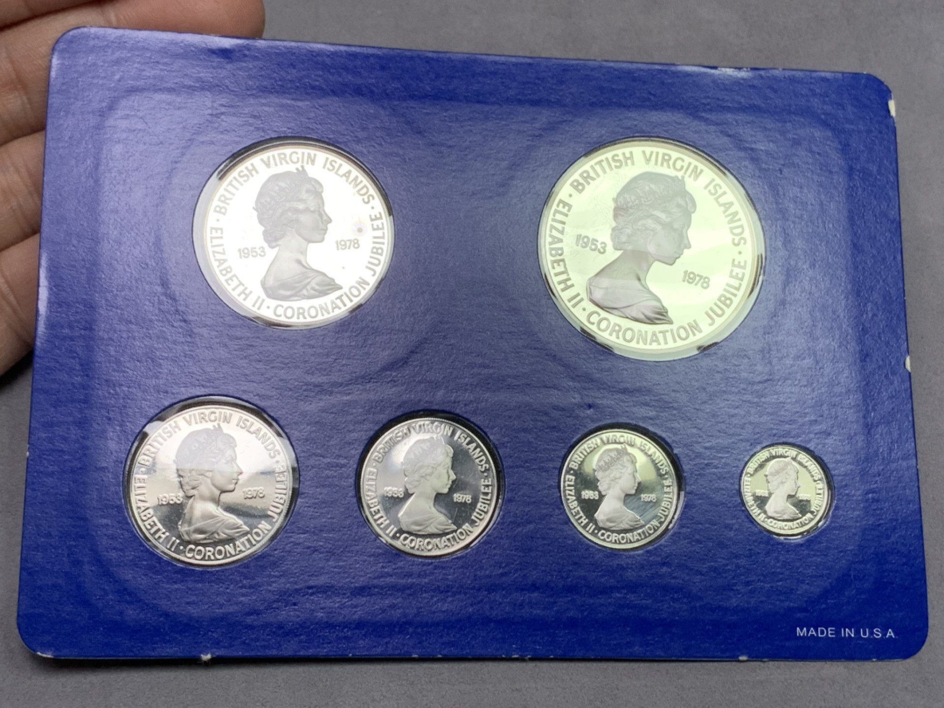 《竞宝斋》第151场-周日，周一，周四 3场 (全场包邮) 原盒 维京群岛1978年 六枚套 精制银币 非常漂亮