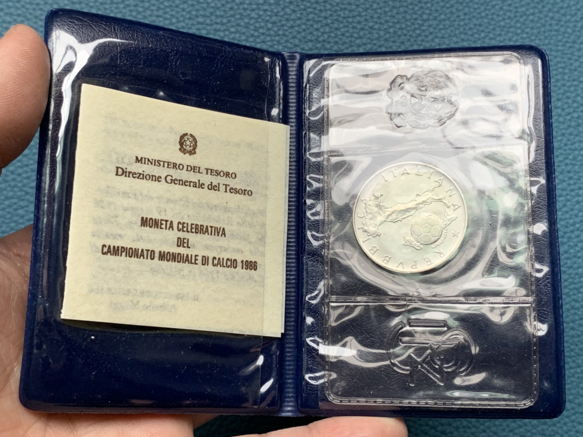 《竞宝斋》第151场-周日，周一，周四 3场 (全场包邮) 意大利1986年 世界杯纪念 500里拉银币