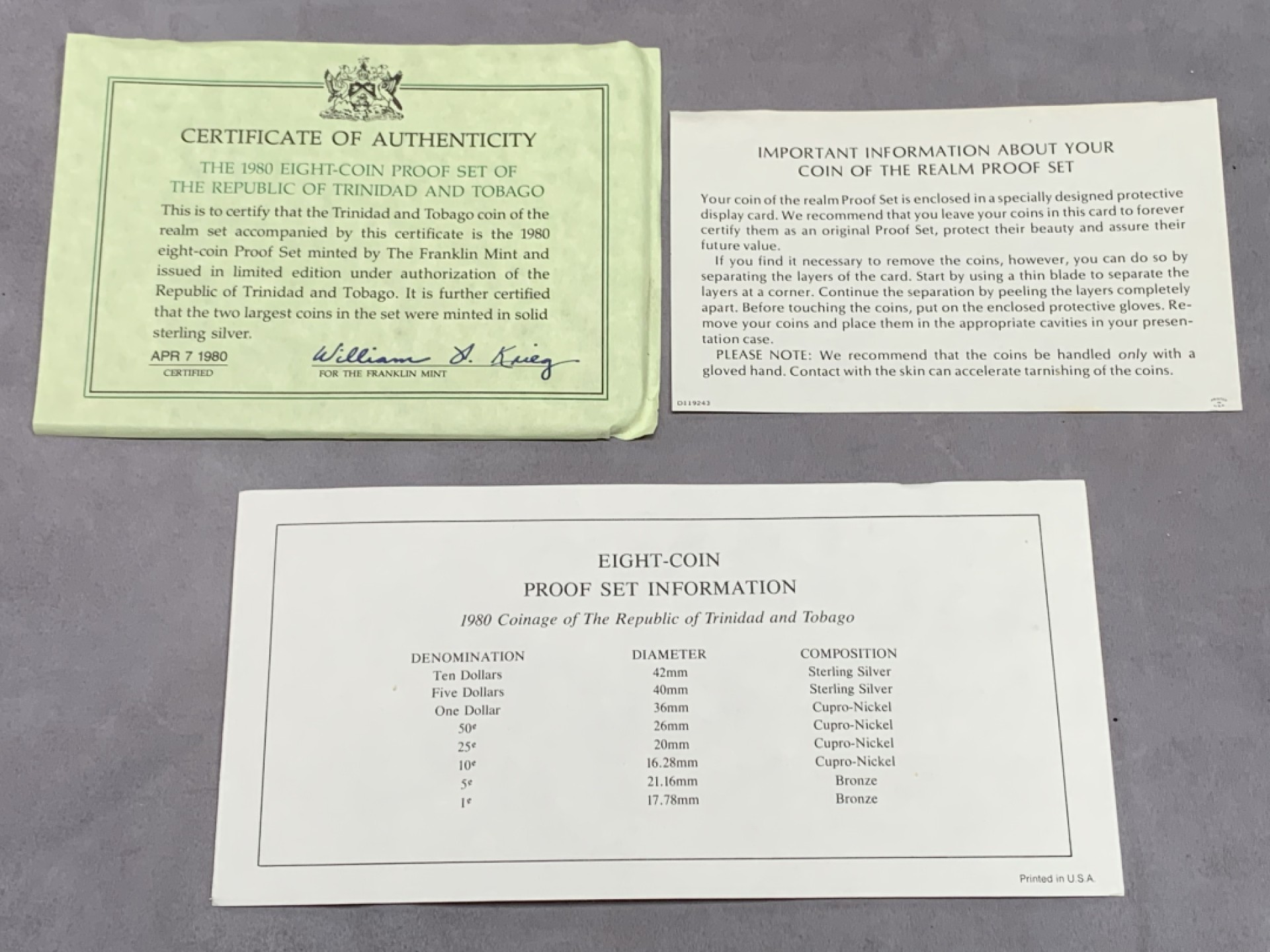 《竞宝斋》第151场-周日，周一，周四 3场 (全场包邮) 原盒 特立尼牙和多巴哥 1980年八枚套 其中最大两枚5元和10元都是银币