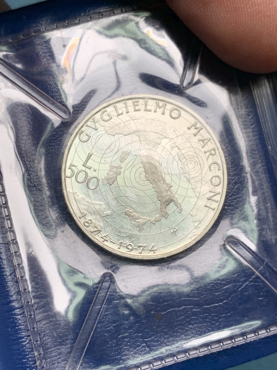 《竞宝斋》第151场-周日，周一，周四 3场 (全场包邮) 意大利1974年 地图 500里拉银币