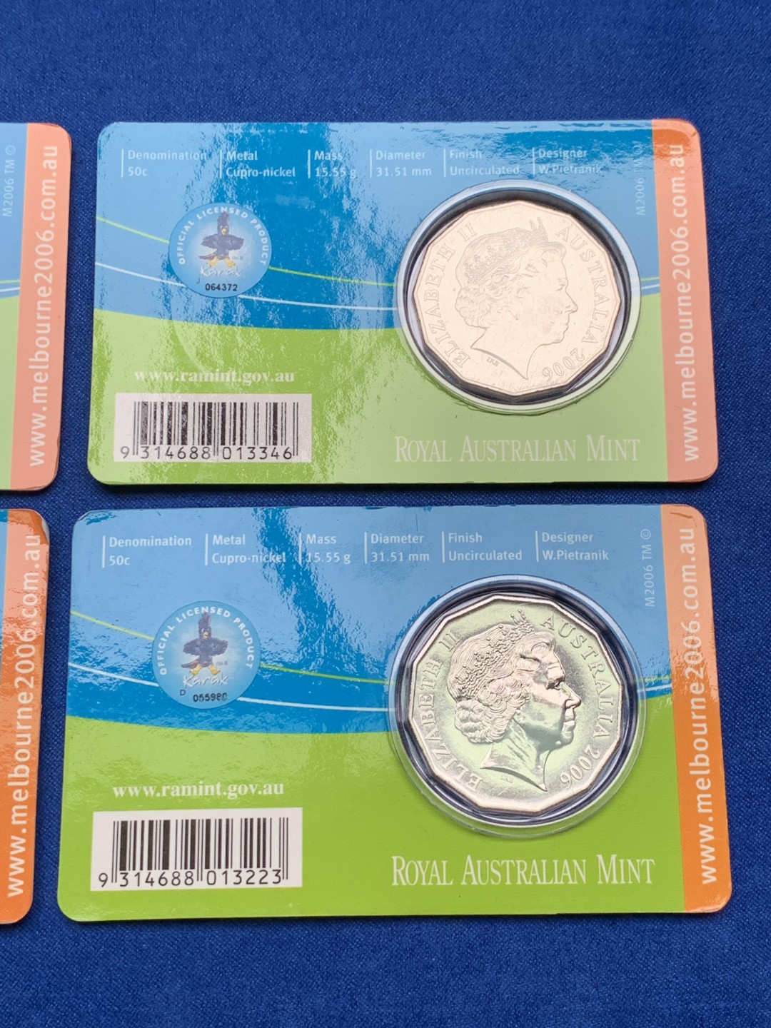 《竞宝斋》第151场-周日，周一，周四 3场 (全场包邮) 四枚一组 卡装 澳大利亚 奥运纪念 50分镍币 不同主题