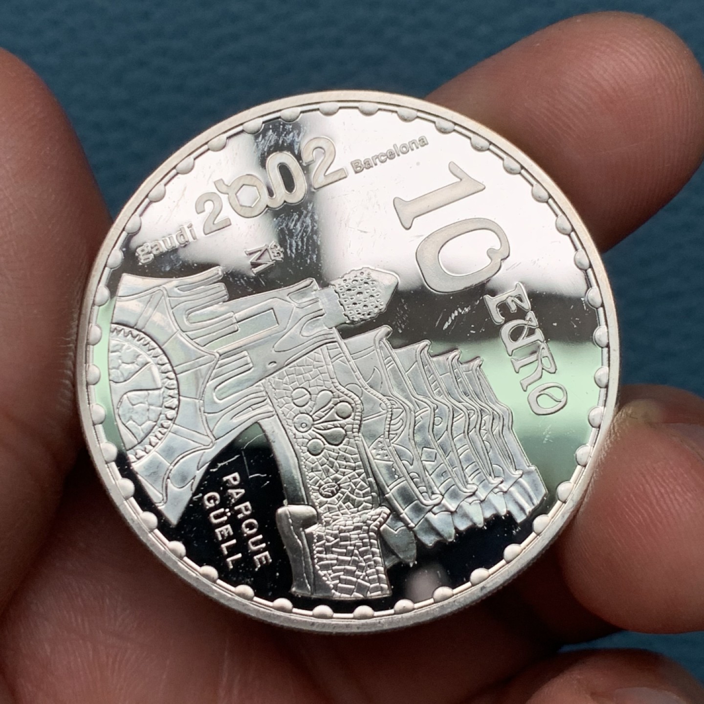 《竞宝斋》第151场-周日，周一，周四 3场 (全场包邮) 西班牙2002年 高迪建筑系列 10欧元精制大银币 27克 92.5%银