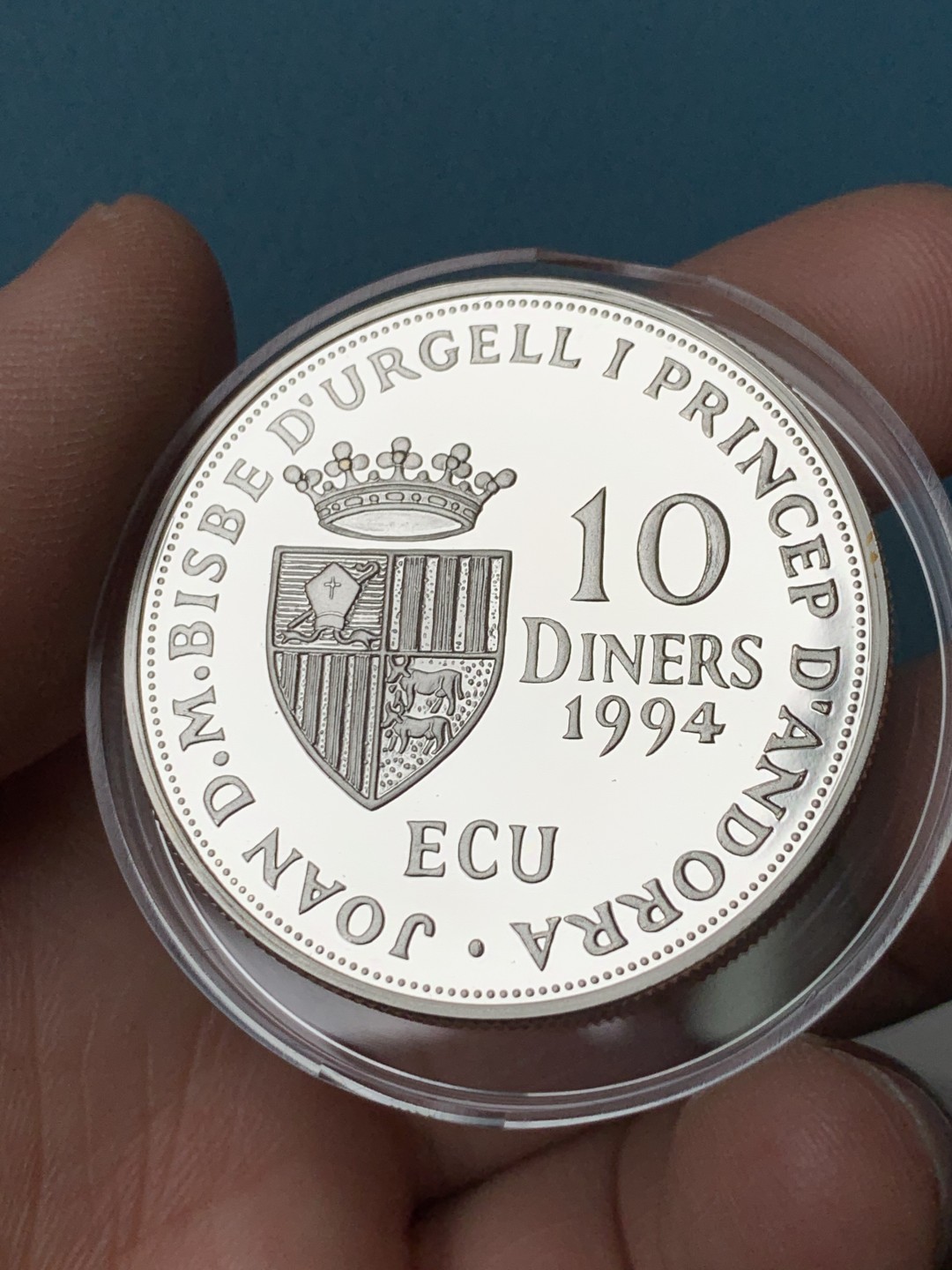 《竞宝斋》第151场-周日，周一，周四 3场 (全场包邮) 原盒 安道尔1993年 地球女神 10第纳尔精制大银币