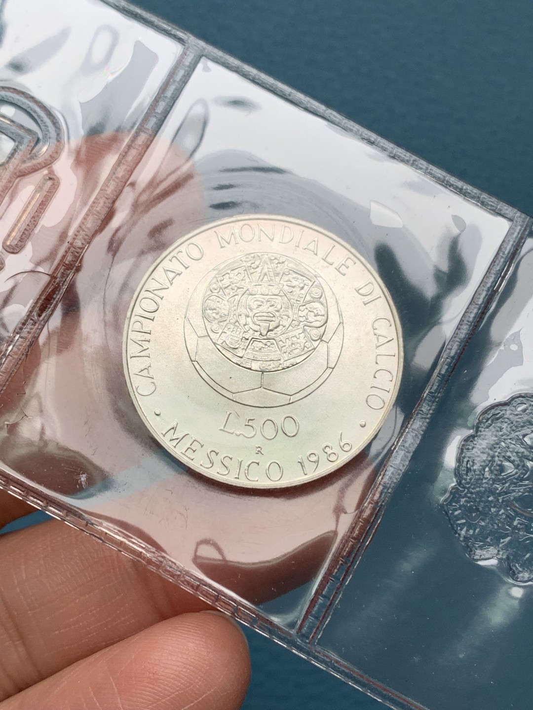 《竞宝斋》第151场-周日，周一，周四 3场 (全场包邮) 意大利1986年 世界杯纪念 500里拉银币