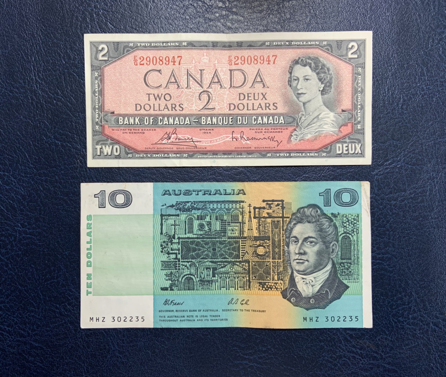 收藏联盟Quantum Auction 第248期拍卖 加拿大1954年2元和澳大利亚1991年5元 非全新 品相如图 