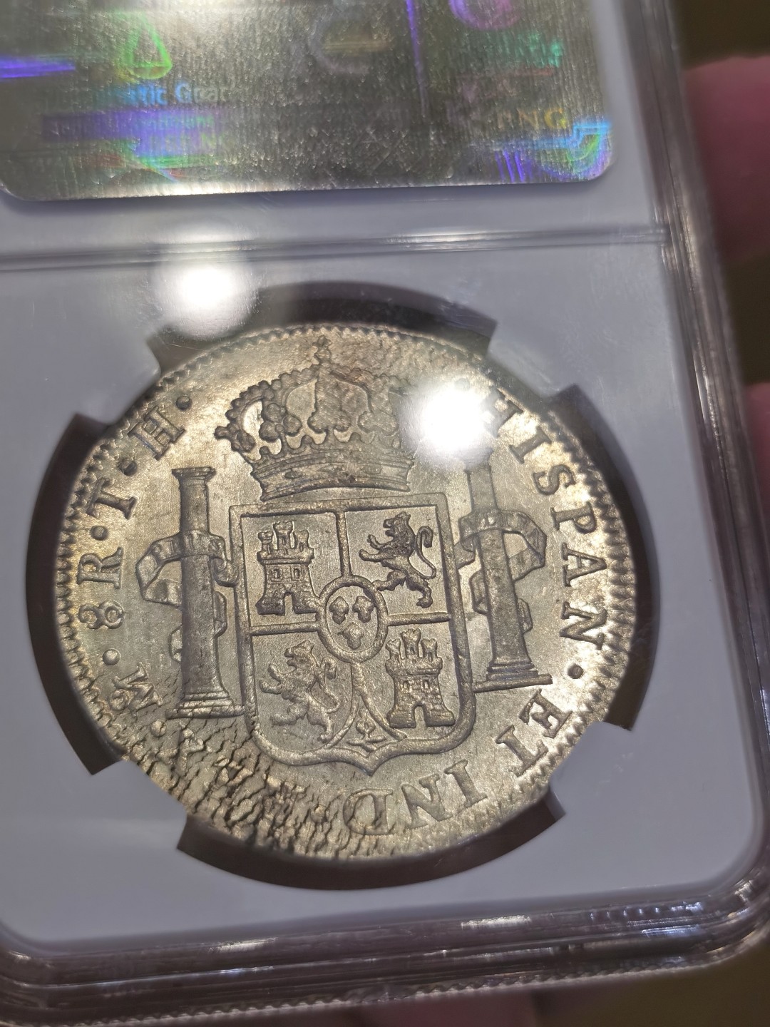 博洋堂世界钱币拍卖第022期（全场包邮） NGC MS62 西属墨西哥1809年斐迪南七世双柱 MO TH 8里亚尔 过渡年份军装版 目前价值洼地