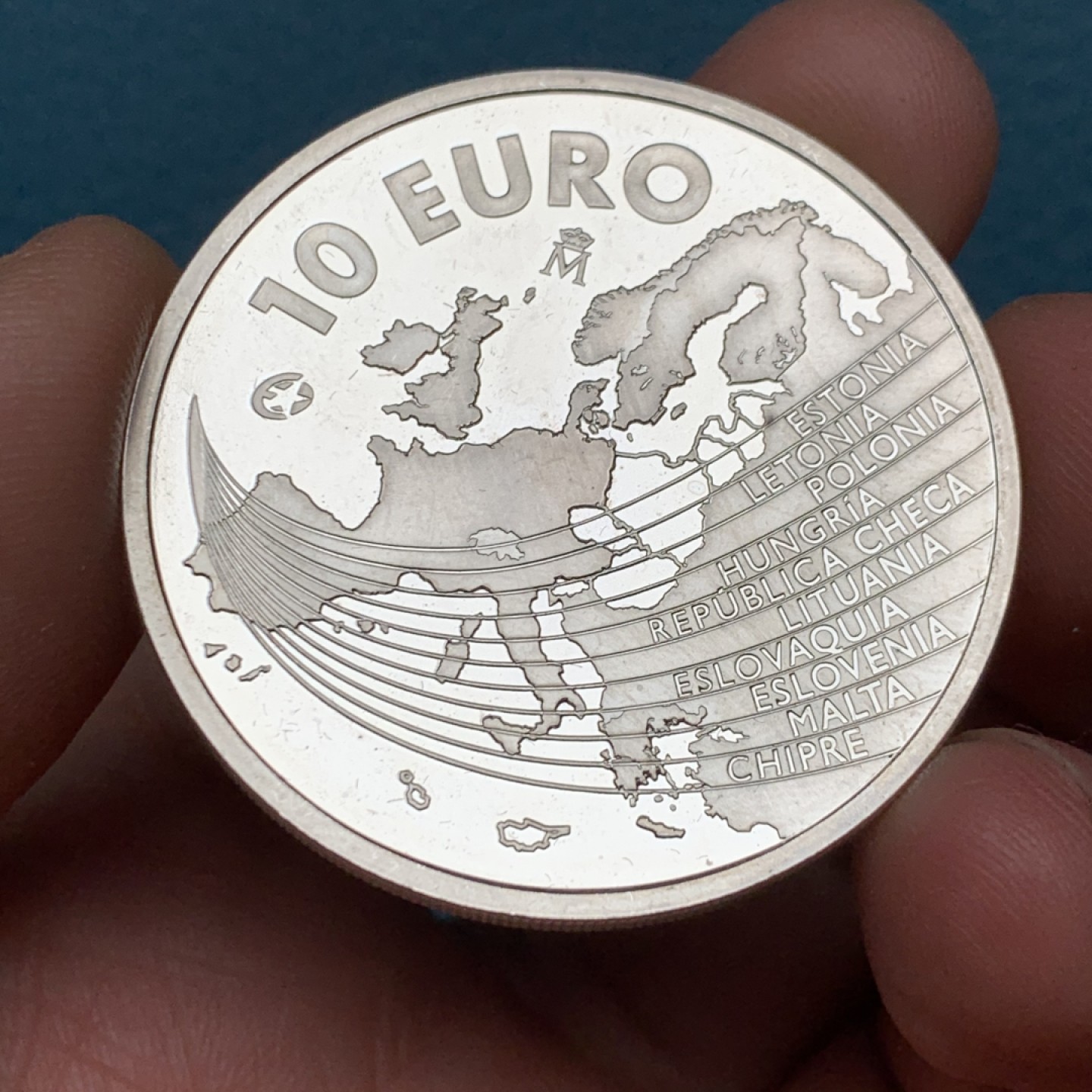 《竞宝斋》第151场-周日，周一，周四 3场 (全场包邮) 西班牙2004年 欧盟纪念系列 10欧元大银币 27克 92.5%银