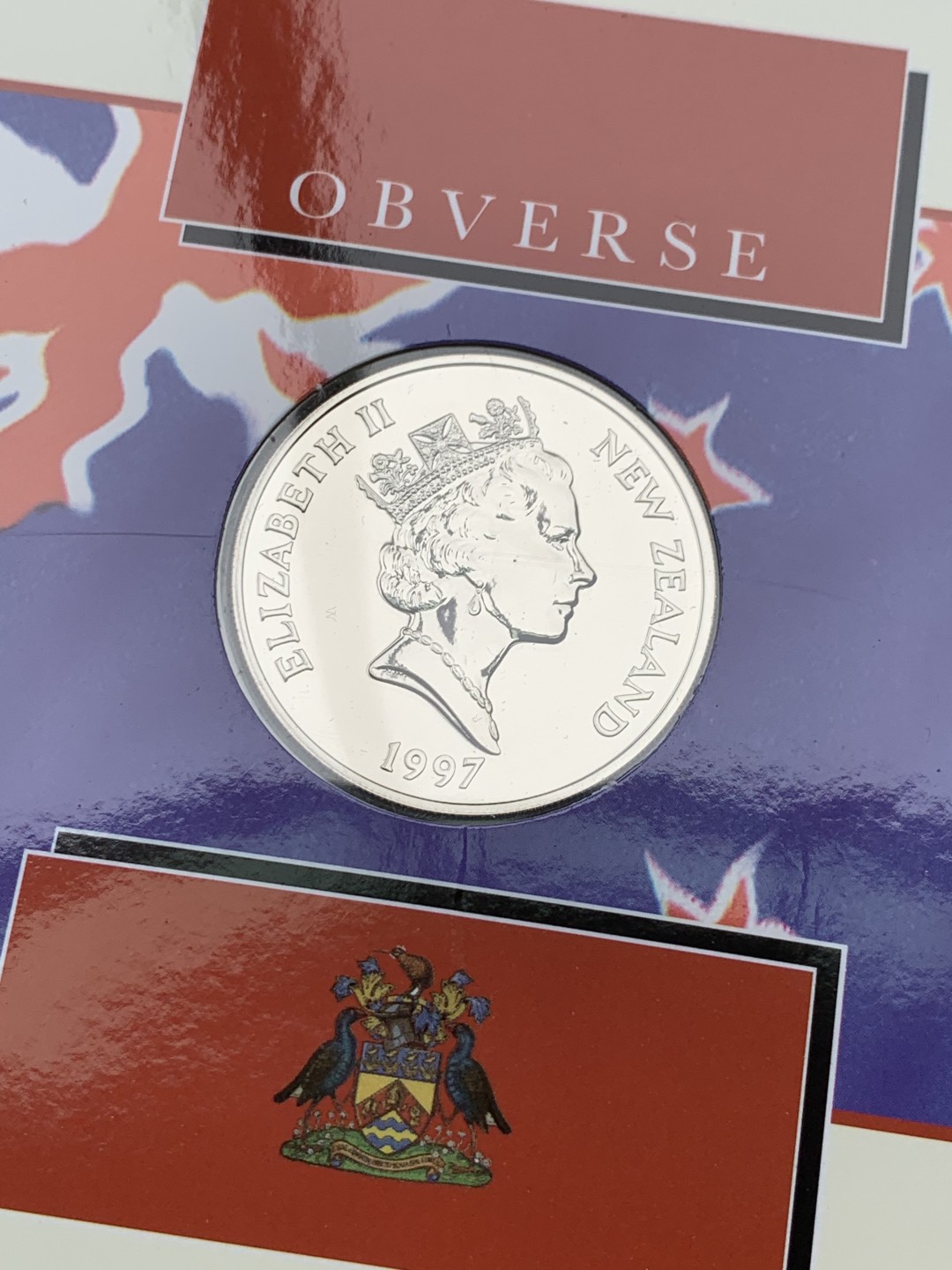 《竞宝斋》第151场-周日，周一，周四 3场 (全场包邮) 卡装 新西兰1997年 基督城纪念5元大型镍币 BU品