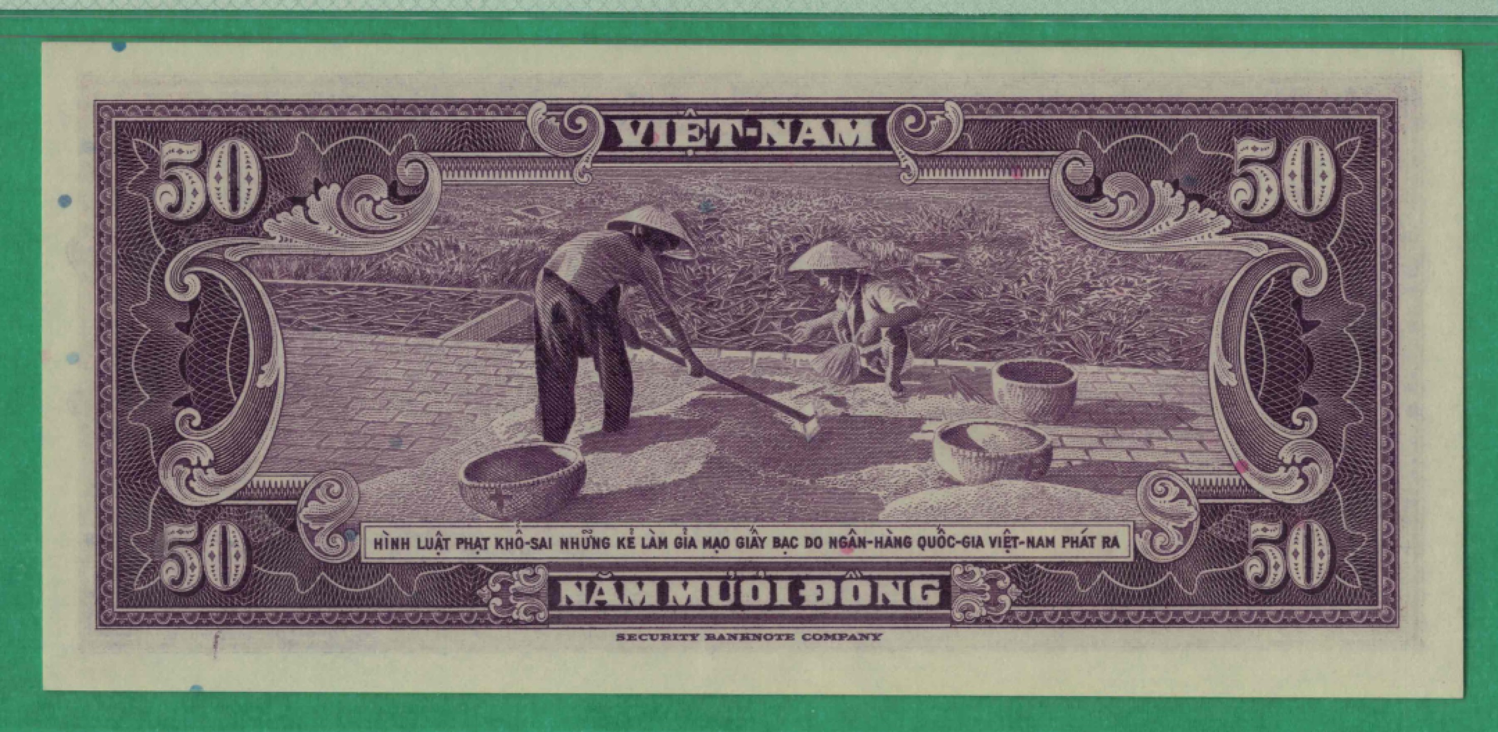 越南(南越)50盾 1956年 P-7a 亚洲纸币 实物图 UNC