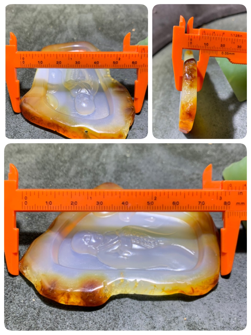 天然马达加斯加原皮玛瑙雕刻一心向佛牌子一块