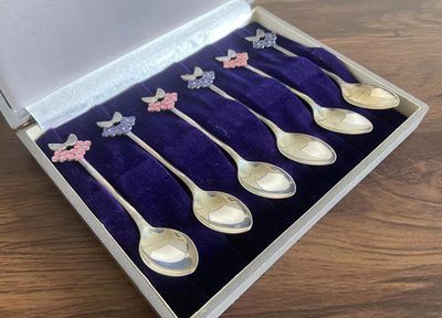 大陆勋赏俱乐部首次拍卖（无押金） - 代拍：日本东京银座和光葡萄珐琅银勺