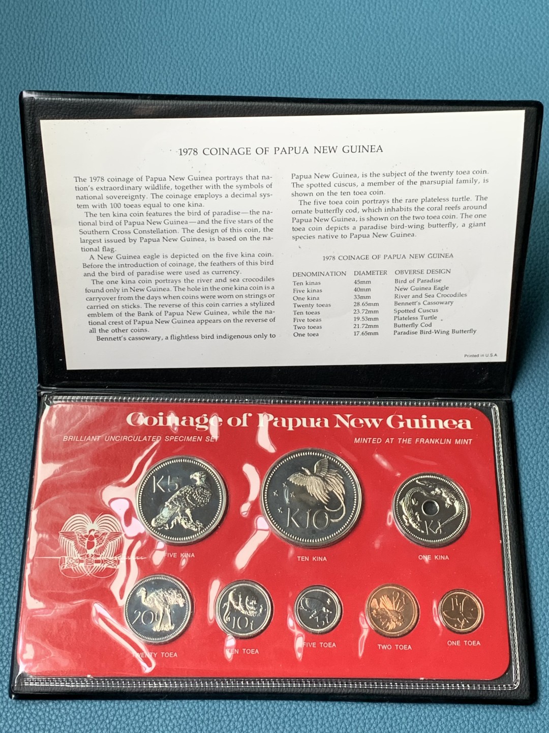 《竞宝斋》第151场-周日，周一，周四 3场 (全场包邮) 原盒 巴布亚新几内亚 1978年 八枚套币 镍币发行量极少