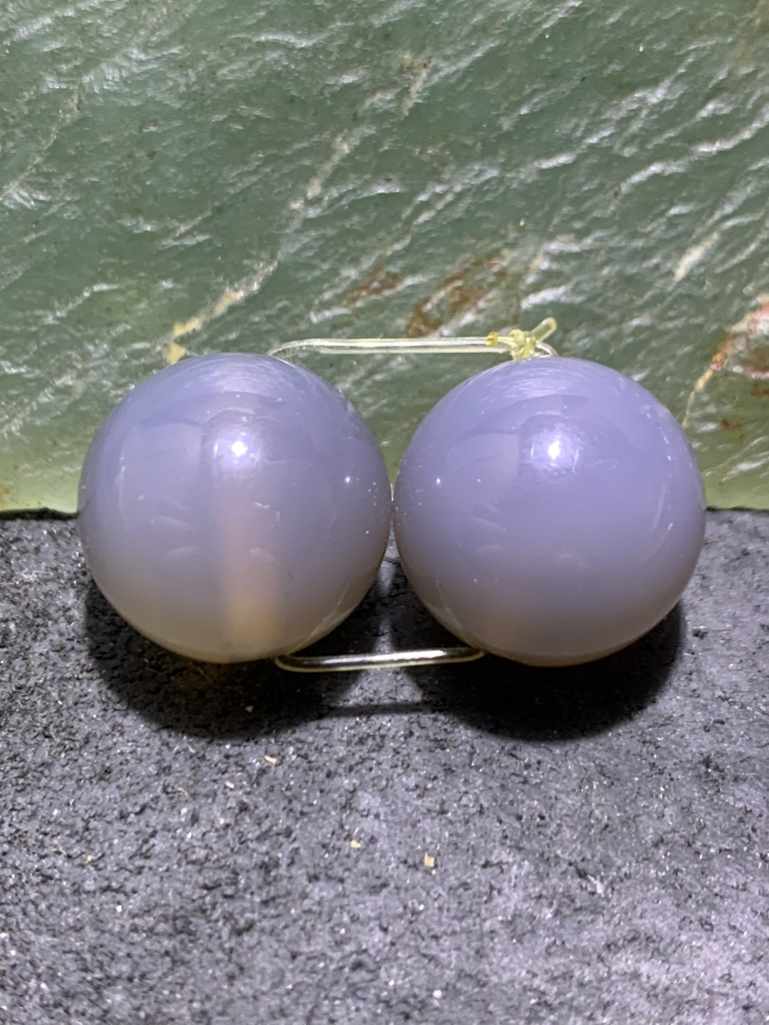 精美舍利灰色玛瑙腰珠一对，