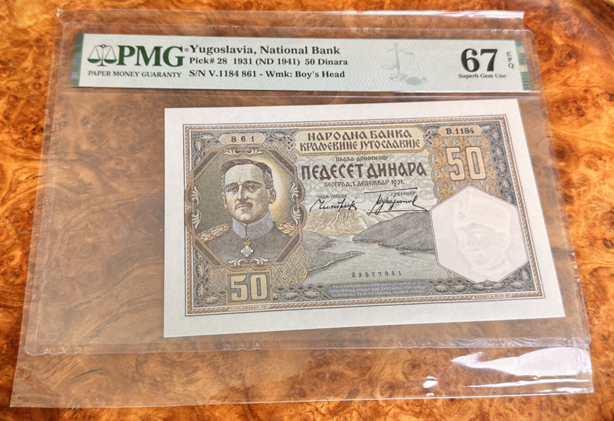 Chase Auction 第21期 - - 外钞、民国钞和人民币混合场！ 1931年南斯拉夫50第纳尔，PMG67！