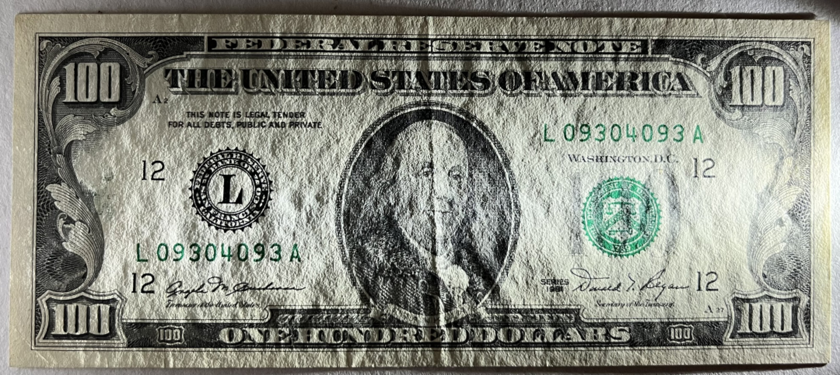 Chase Auction 第21期 - - 外钞、民国钞和人民币混合场！ 1981版 小头 100美元
