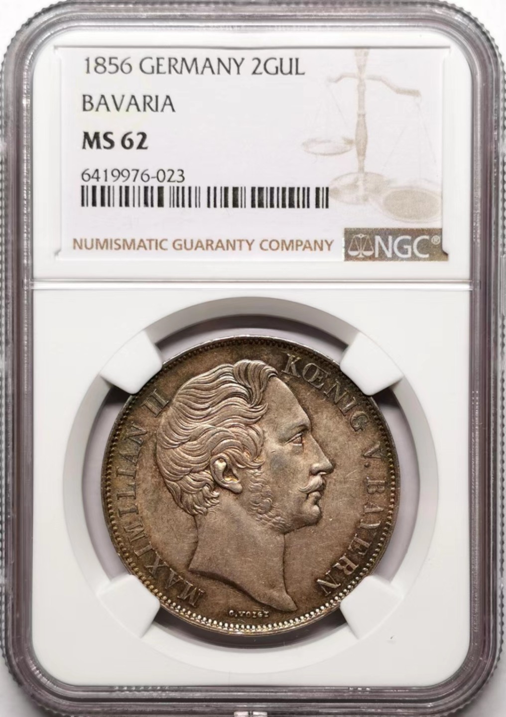 凡希社世界钱币微拍第二百三十五期 荐！1856巴伐利亚2盾大银NGC-MS62欧陆灰彩！