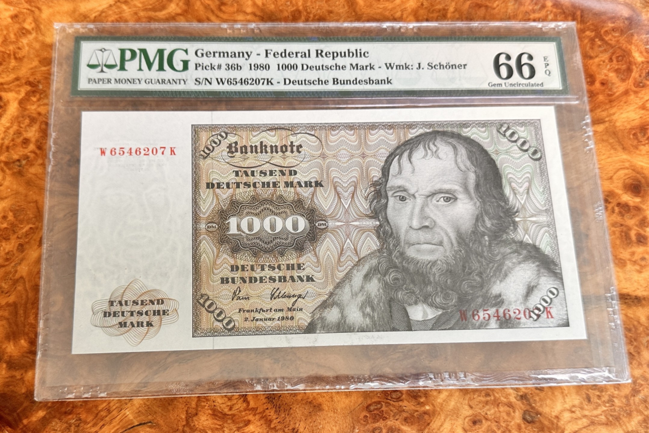 Chase Auction 第21期 - - 外钞、民国钞和人民币混合场！ 1980年德国1000马克，PMG66！