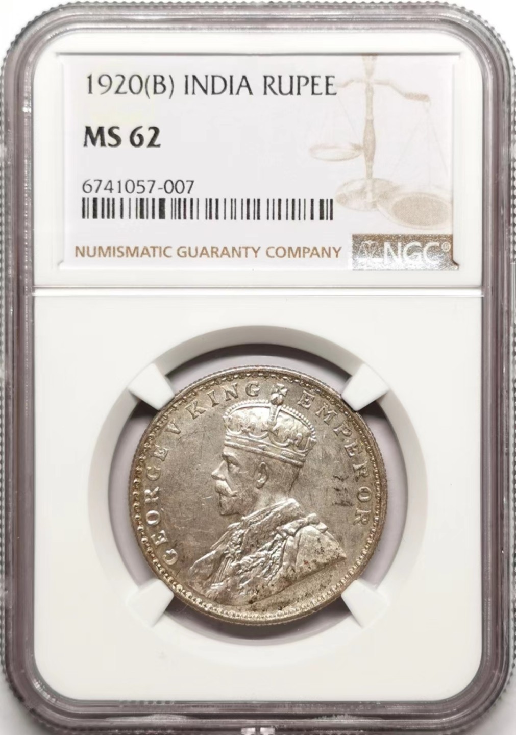 凡希社世界钱币微拍第二百三十五期 1920B英属印度乔五卢比NGC-MS62