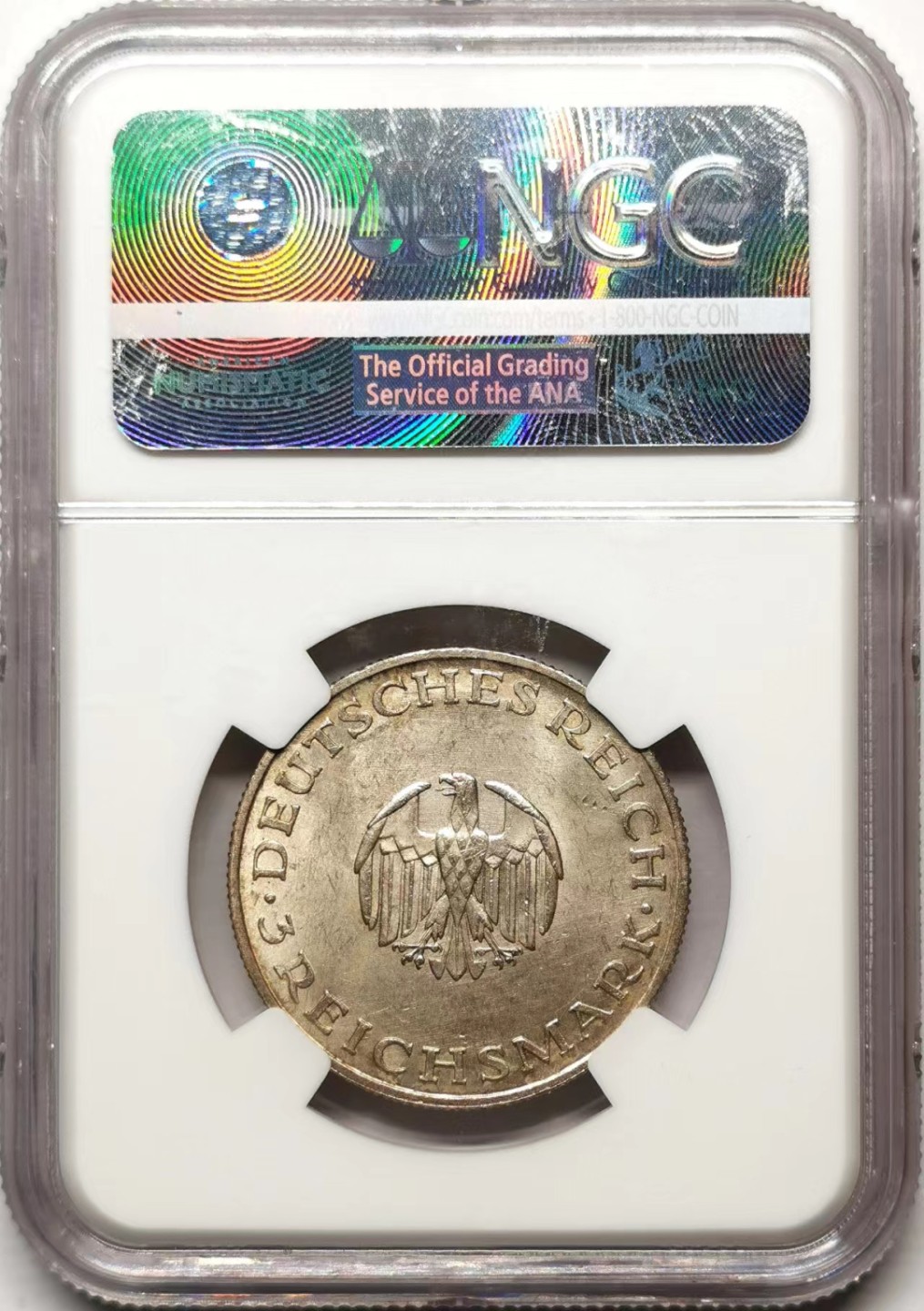 凡希社世界钱币微拍第二百三十五期 1929魏玛德国莱辛3马克NGC-MS62