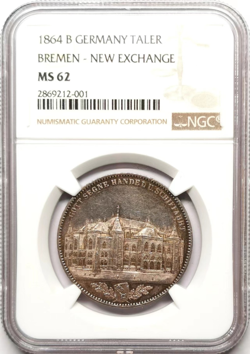 凡希社世界钱币微拍第二百三十五期 荐！1864不来梅交易所纪念泰勒NGC-MS62