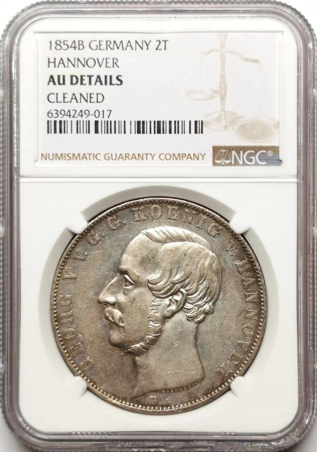 凡希社世界钱币微拍第二百三十五期 1854汉诺威盾徽2泰勒大银NGC-AUD