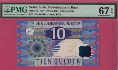 荷兰1997年10盾 P-99 欧洲纸币 实物图 UNC - 荷兰1997年10盾 P-99 欧洲纸币 实物图 UNC