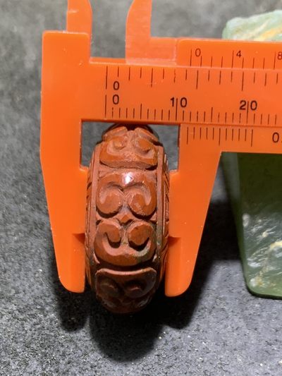 精美战国红玛瑙雕刻回纹平安扣一颗！ 精美战国红玛瑙雕刻回纹平安扣一颗！