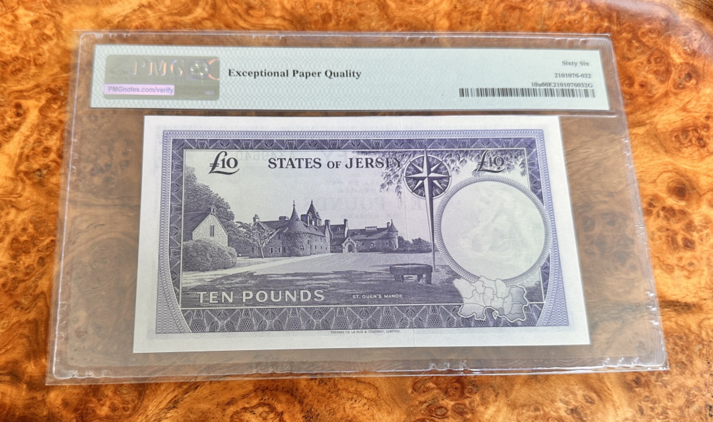Chase Auction 第21期 - - 外钞、民国钞和人民币混合场！ 1972年泽西10镑，PMG66！