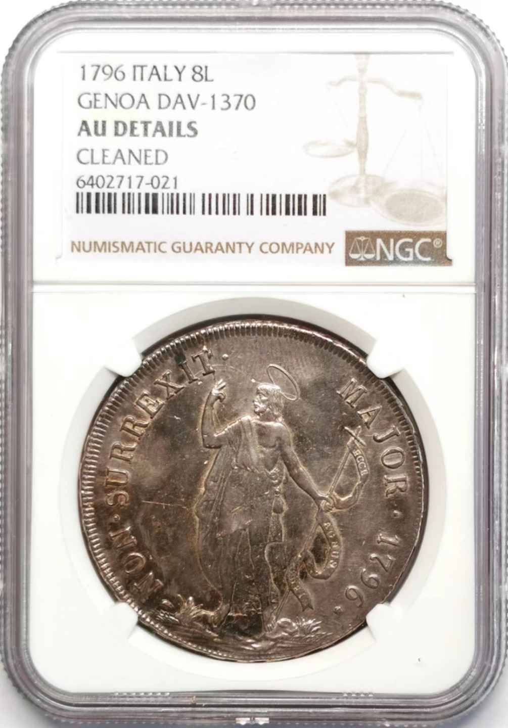 凡希社世界钱币微拍第二百三十五期 1796热那亚共和国8里拉大银NGC-AUD