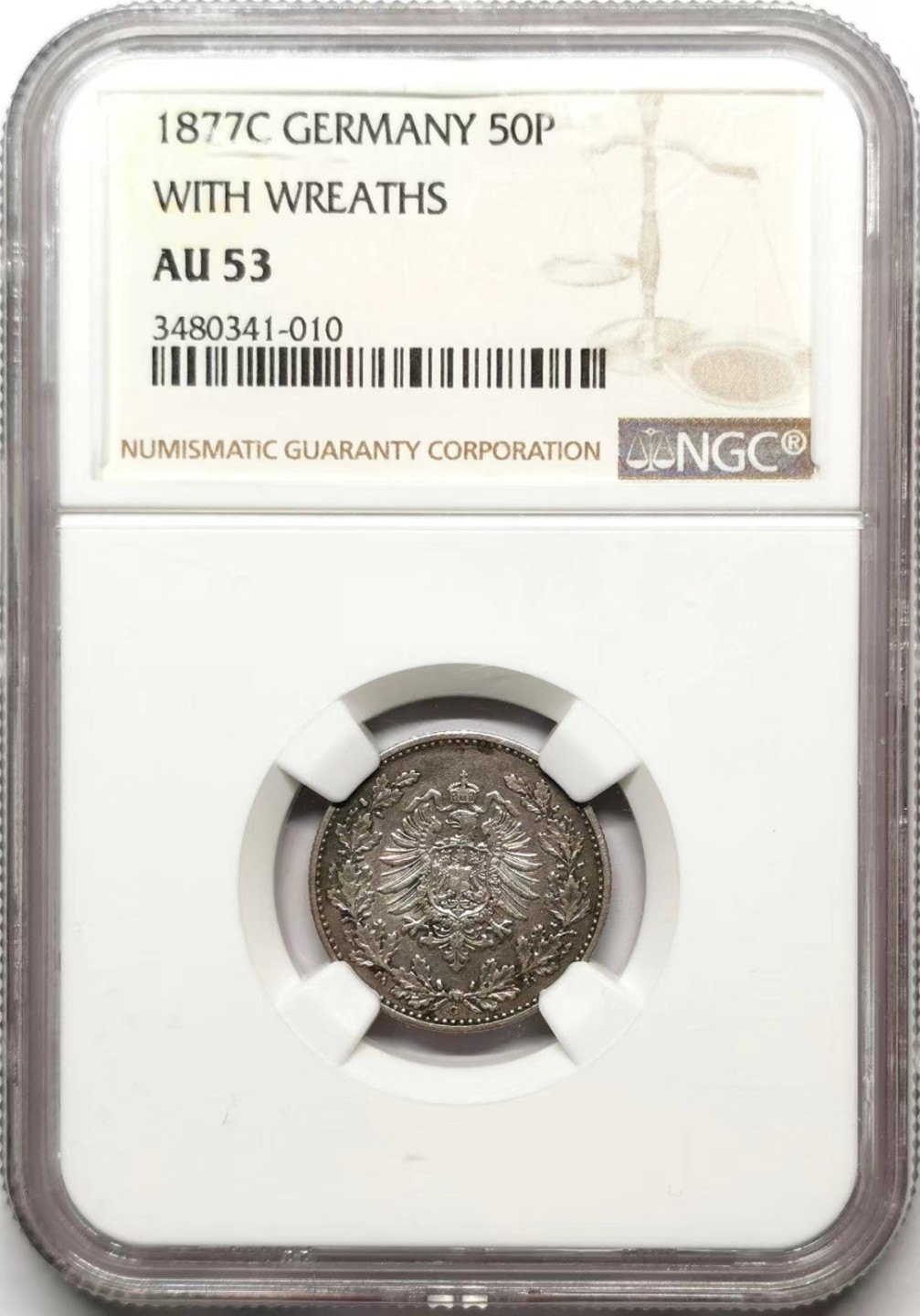 凡希社世界钱币微拍第二百三十五期 1877德国50芬尼银币NGC-AU53