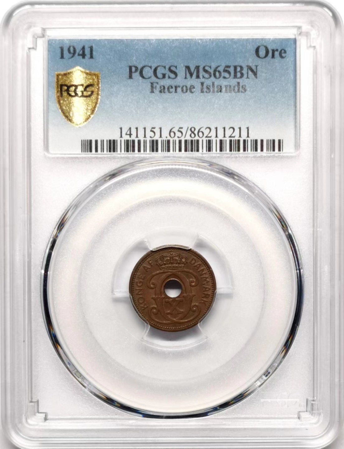 凡希社世界钱币微拍第二百三十五期 1941法罗群岛欧尔铜币PCGS-MS65
