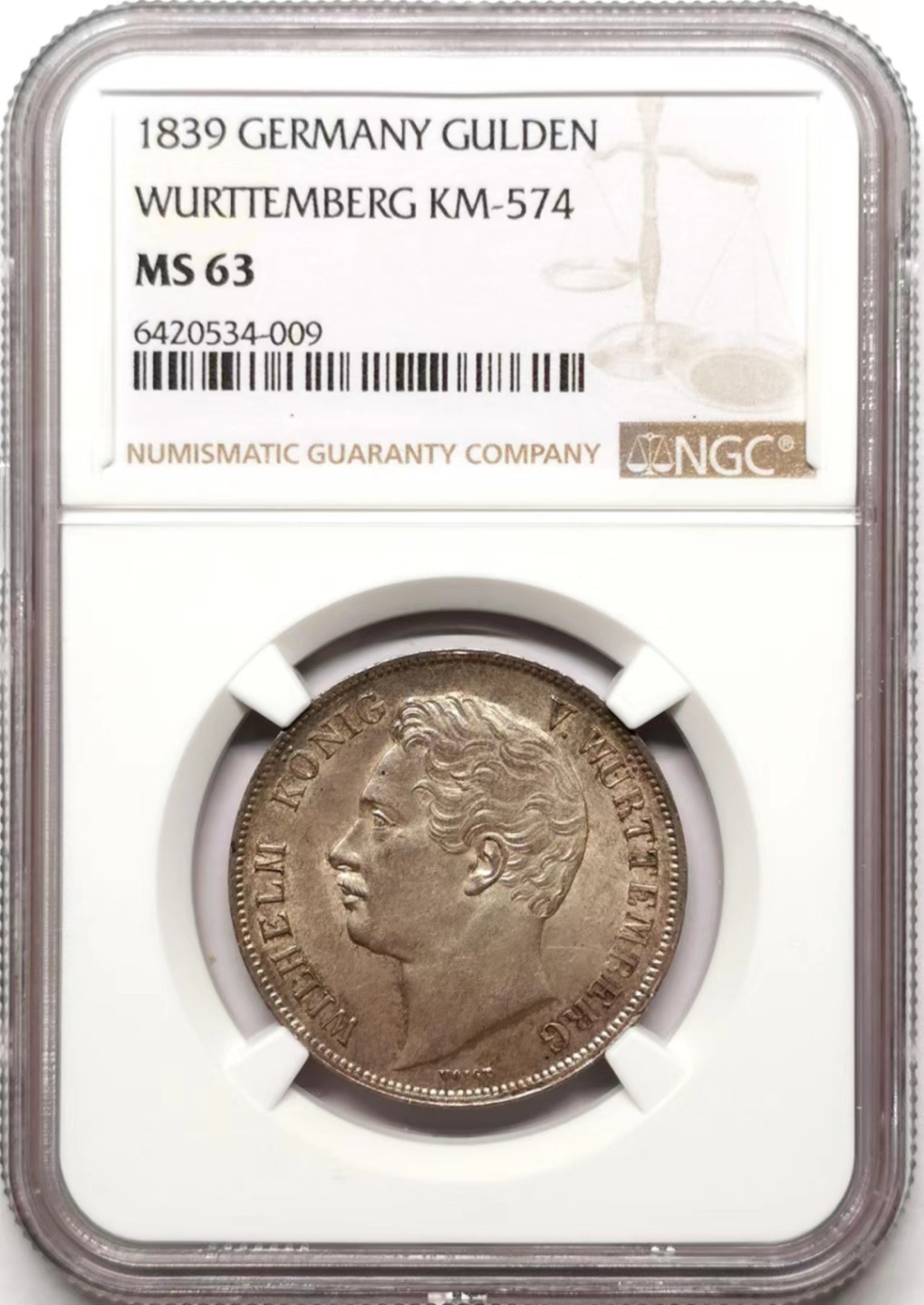 凡希社世界钱币微拍第二百三十五期 1839符腾堡1盾银币NGC-MS63