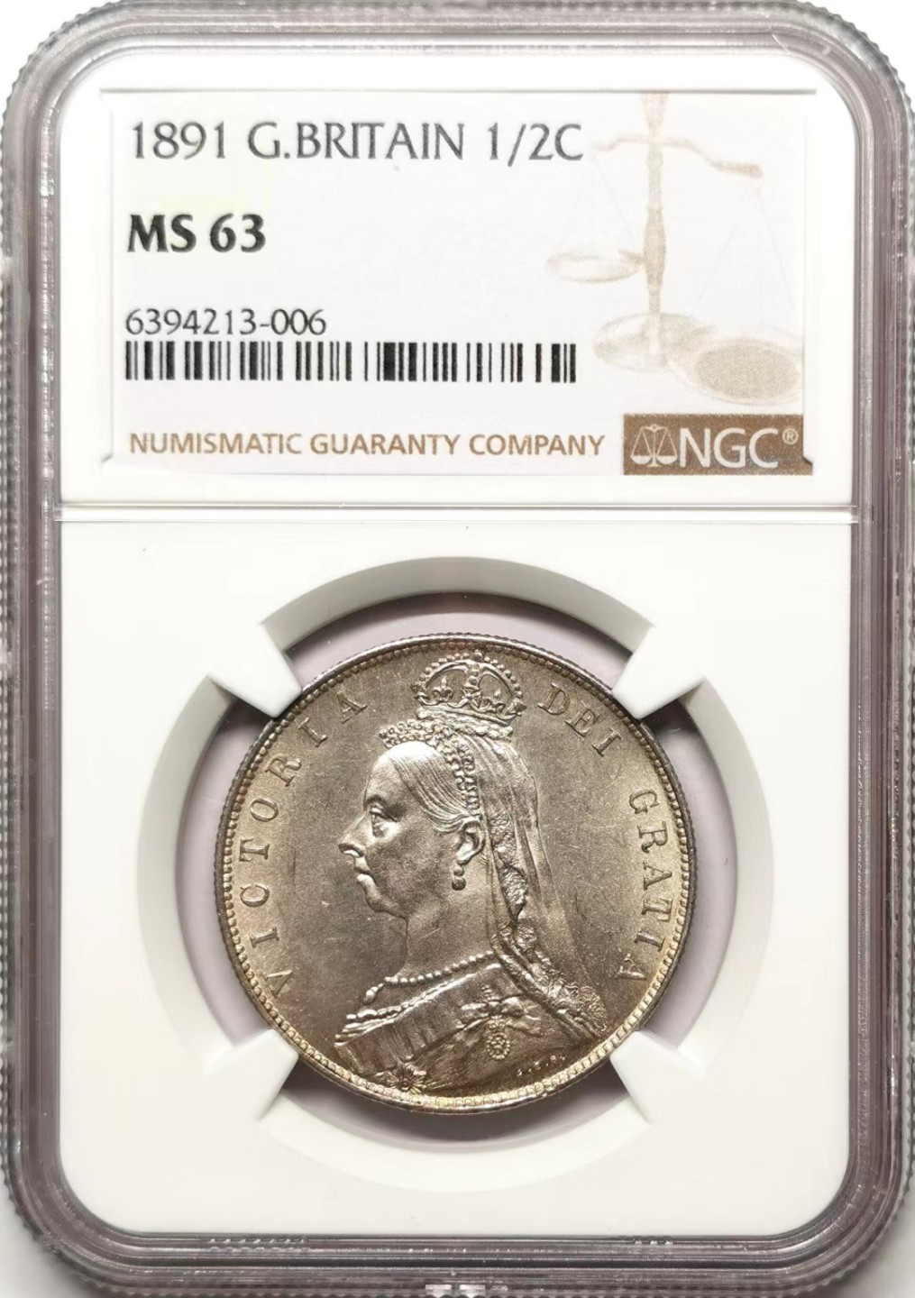 凡希社世界钱币微拍第二百三十五期 1891英国老维高冠半克朗NGC-MS63