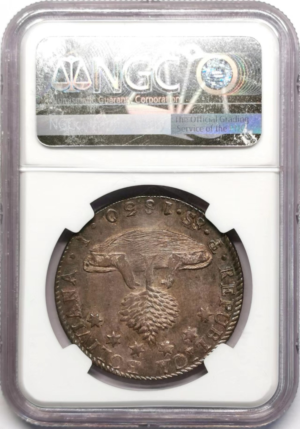 凡希社世界钱币微拍第二百三十五期 1830玻利维亚8S大银NGC-58五彩！