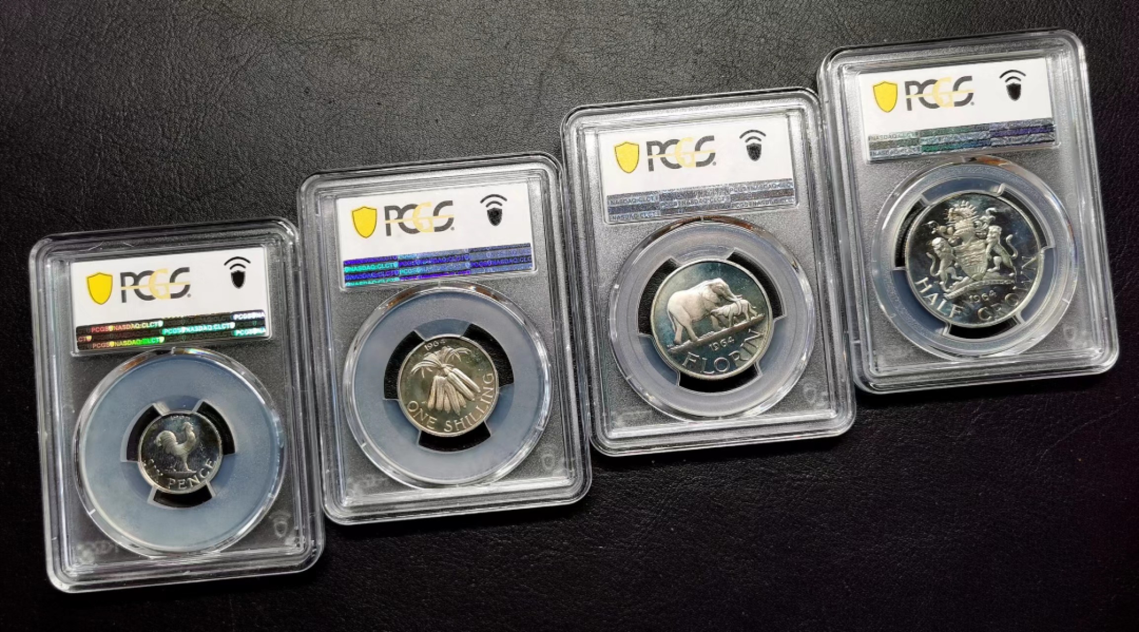 凡希社世界钱币微拍第二百三十五期 1964马拉维精铸四枚PCGS-PF66/67UC附原盒